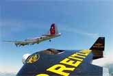 Jetman Flying In Formation With A B-17